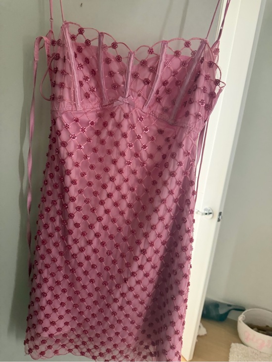For Love And Lemons Dresses & Skirts - For Love and Lemons Pink Beaded Mini Dress